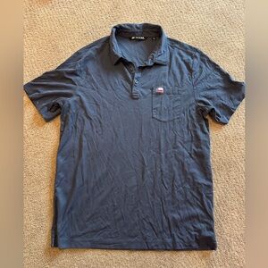 Men's Large Travis Mathew Dark Blue Texas Flag Logo Polo Golf Shirt